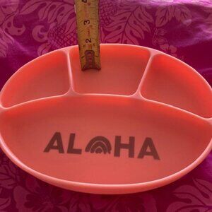 ALOHA BABY FOOD SILICONE COMPARTMENT PLATE HAWAIIAN INSPIRED GIFT KEIKI KIDS NIP